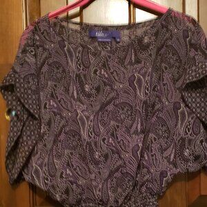 Ladies' Size XS Miley Cyrus Max thin shirt; pre-owned; sheer; smocked; paisley